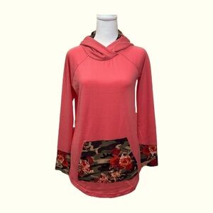 LuLaRoe Coral Floral Camo Hoodie
